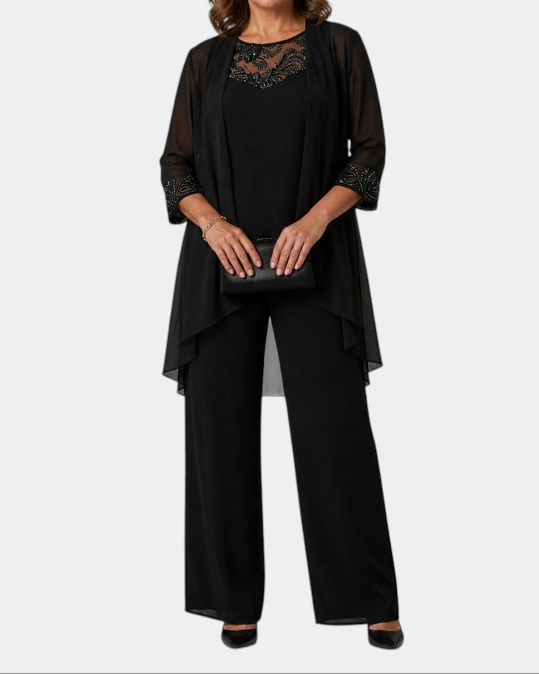 Phoebe – Elegant Three-Piece Chiffon Pantsuit