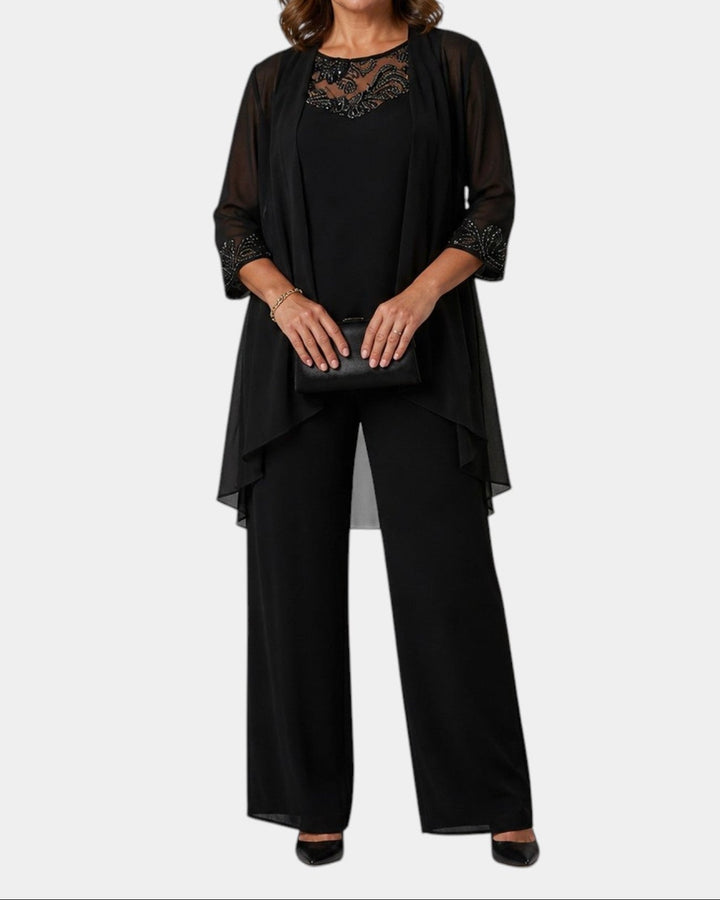 Phoebe – Elegant Three-Piece Chiffon Pantsuit