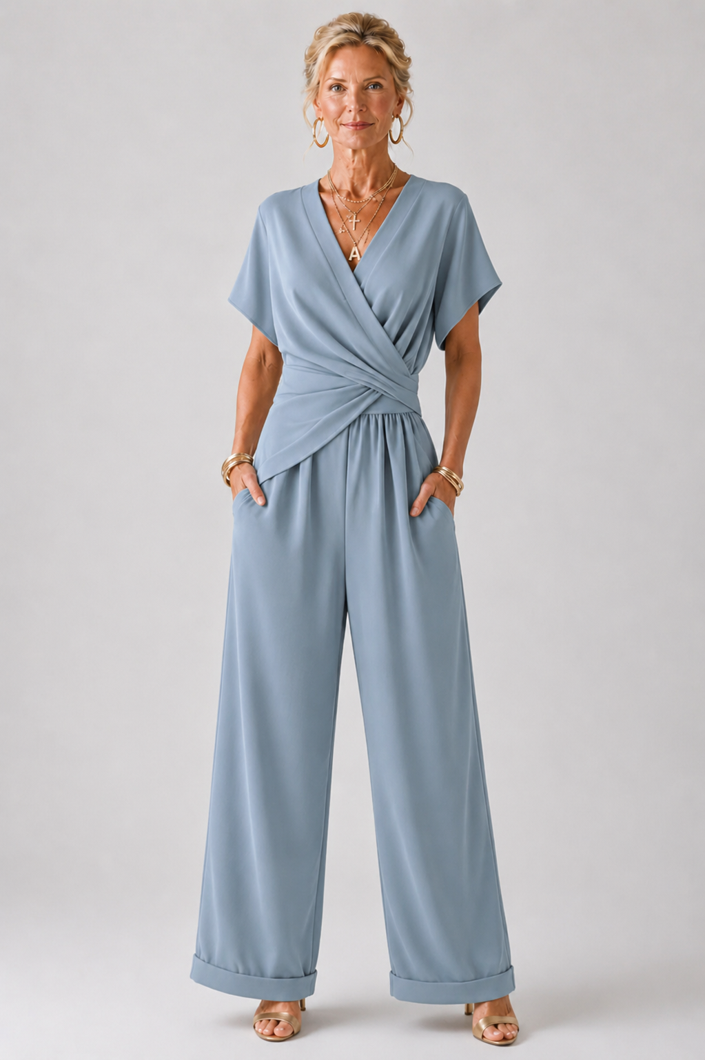 Serena – Wrap Front Wide Leg Jumpsuit