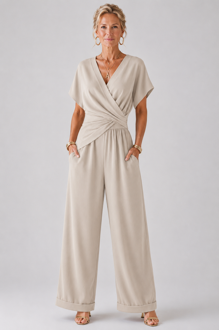 Serena – Wrap Front Wide Leg Jumpsuit