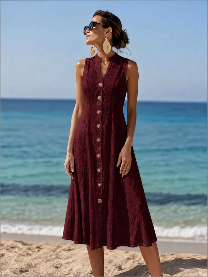 Eileen – Button Front Sleeveless Midi Dress