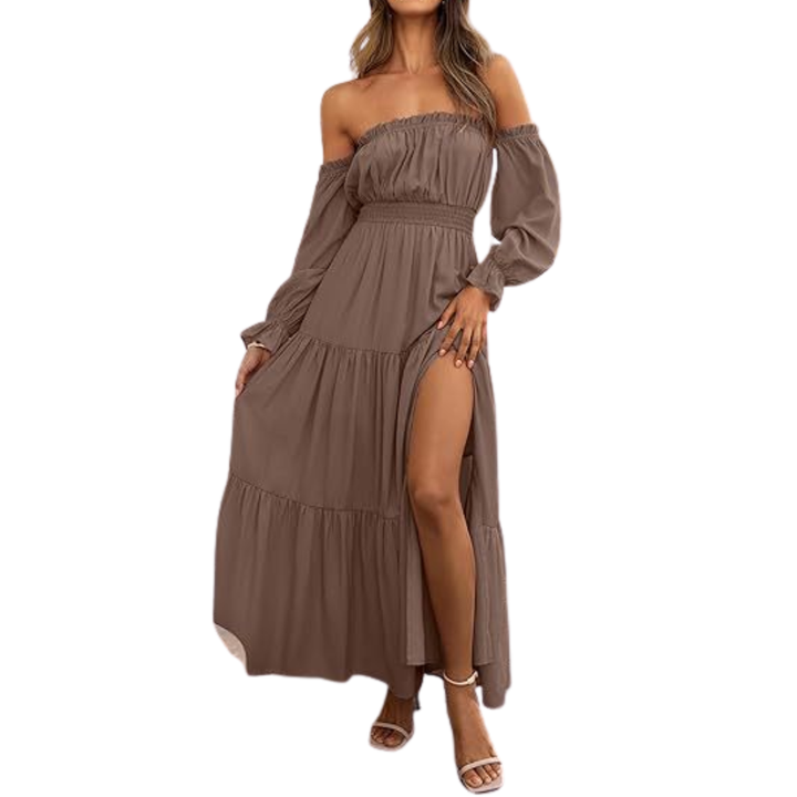 Stephanie – Bohemian Off-Shoulder Layered Maxi Dress