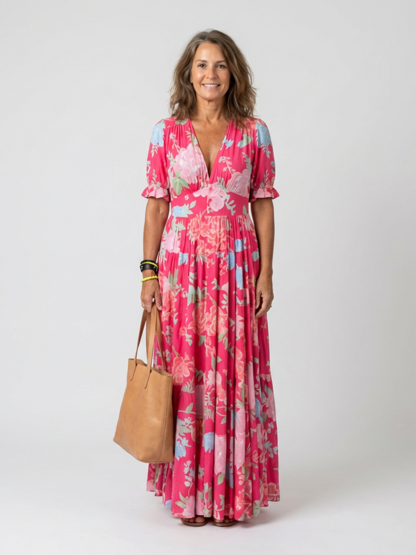 Florence – Sleeveless V-Neck Floral Midi Dress