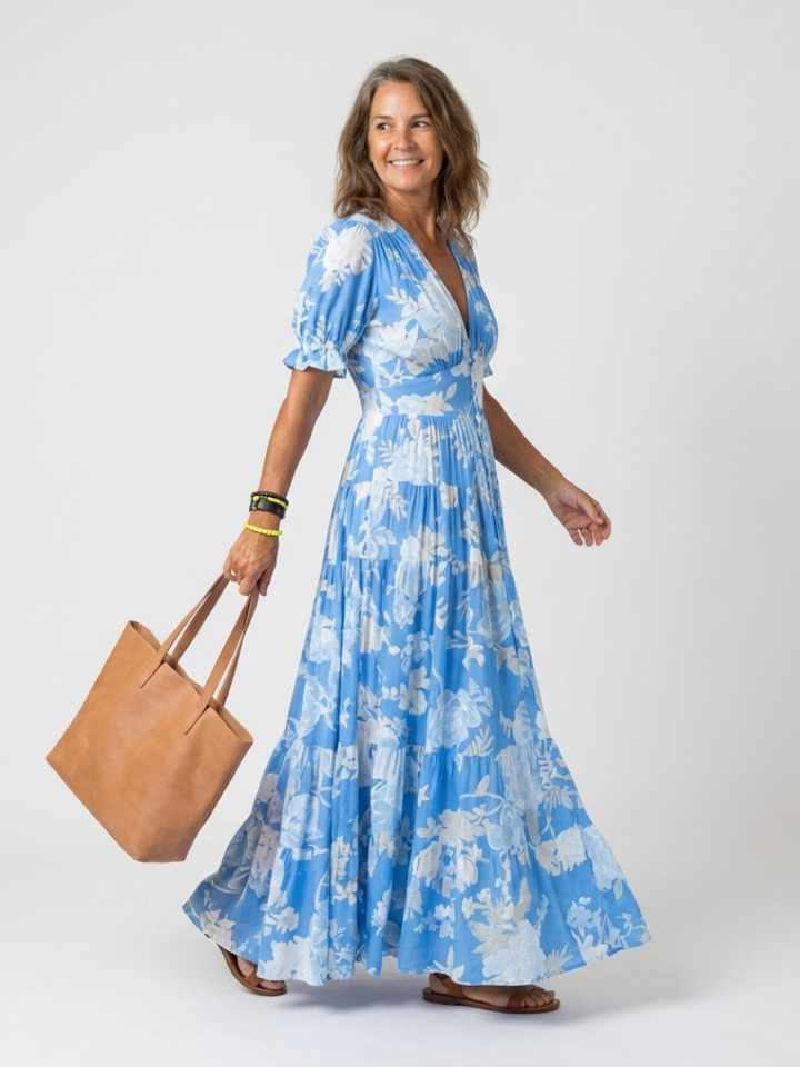 Florence – Sleeveless V-Neck Floral Midi Dress