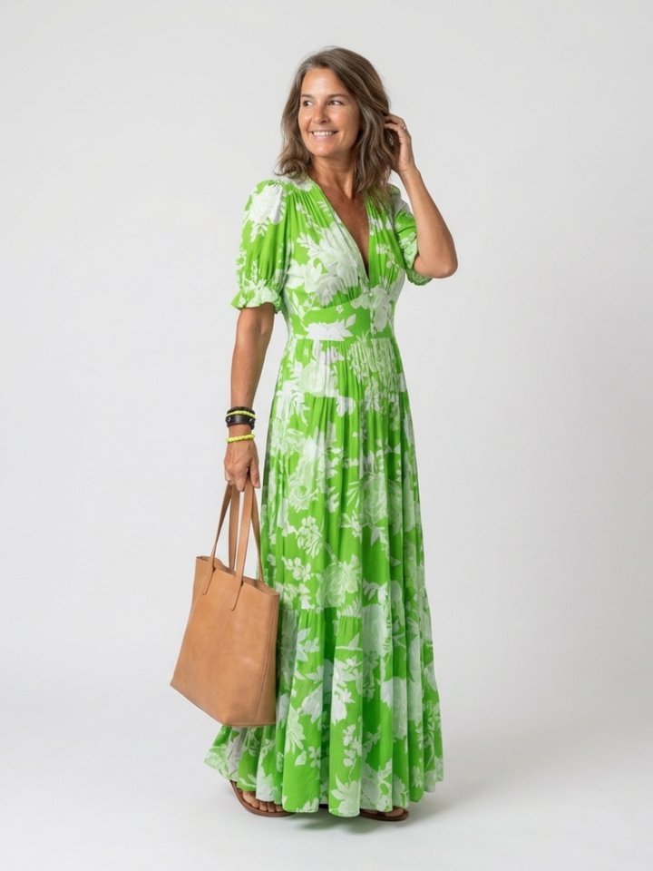 Selina – Sleeveless V-Neck Floral Midi Dress