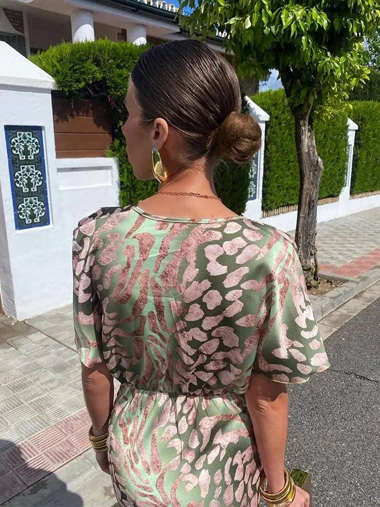 Valentina – Printed Twist Knot Midi Dress