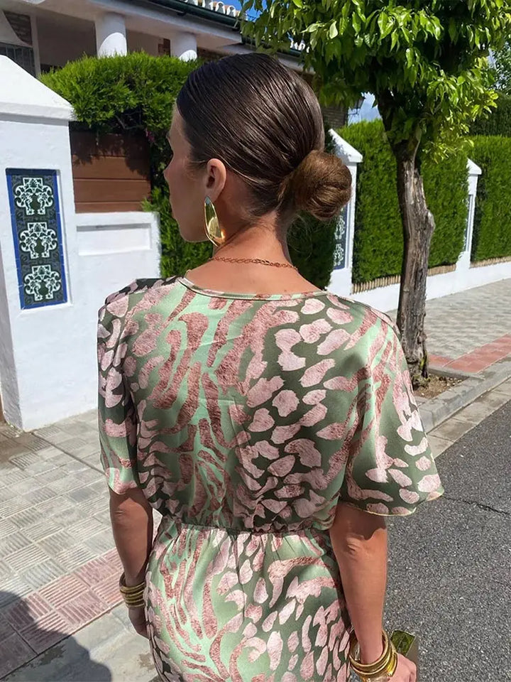 Valentina – Twist Knot Printed Midi Dress