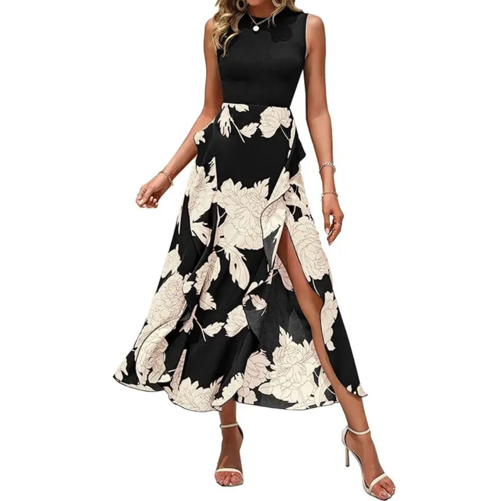 Lottie – Boho Floral Ruffle Midi Dress