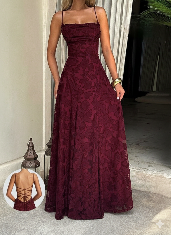 Anthea – Elegant Backless Lace Long Dress for Special Occasions