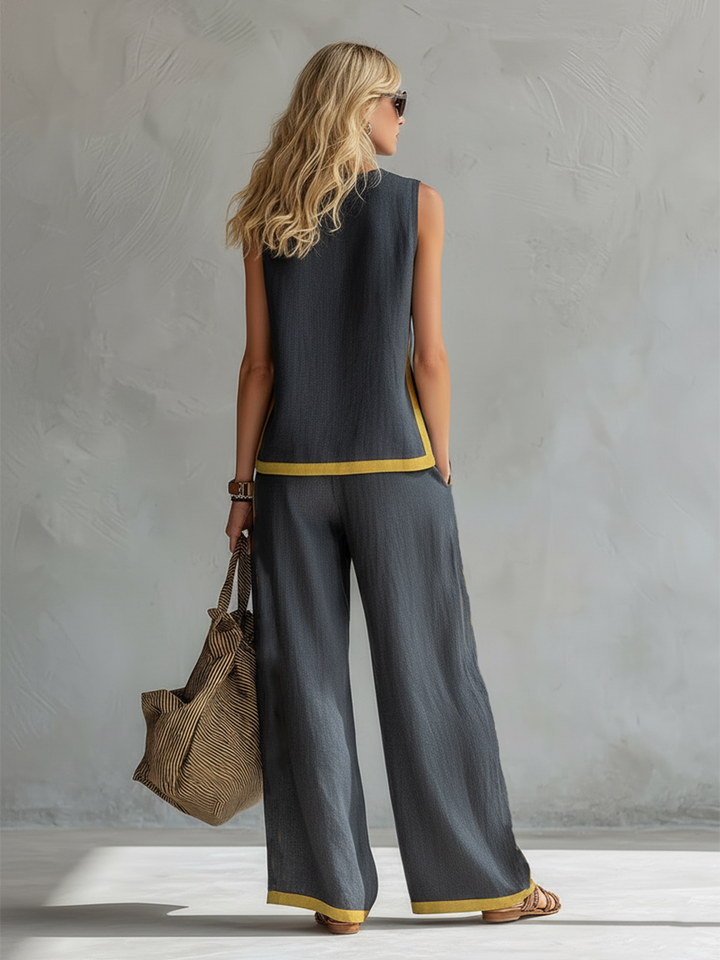 Marlene – Wide Leg Linen Two-Piece Set