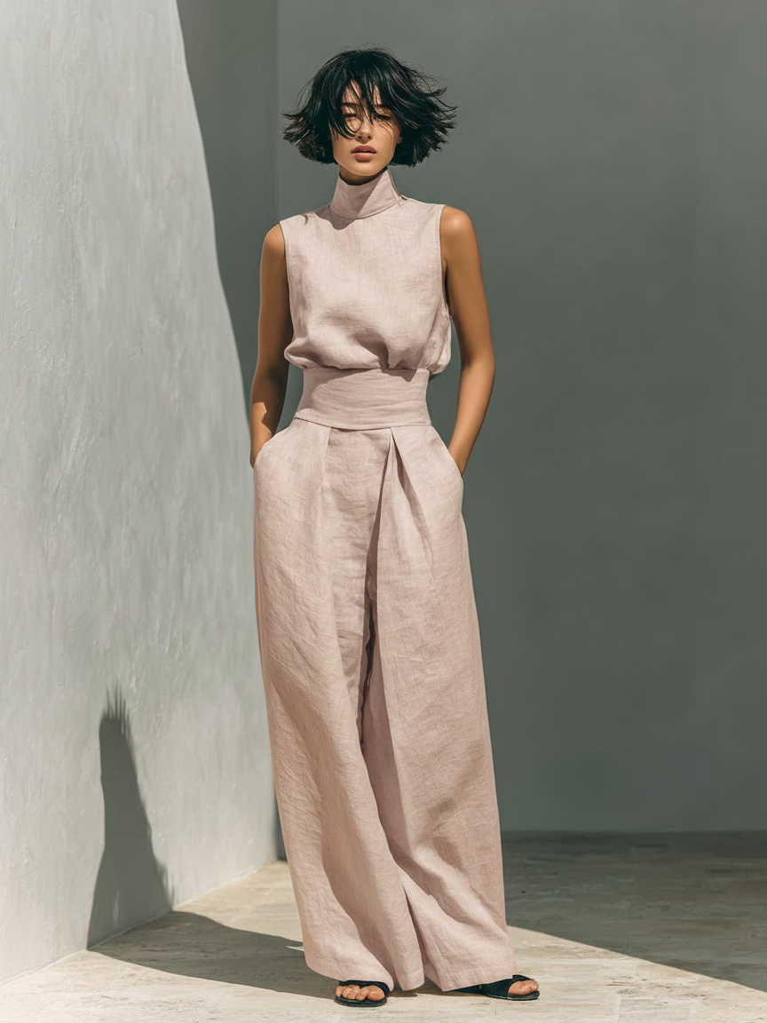 Mirella – Minimalist Tank Top And Wide-Leg Pants Set