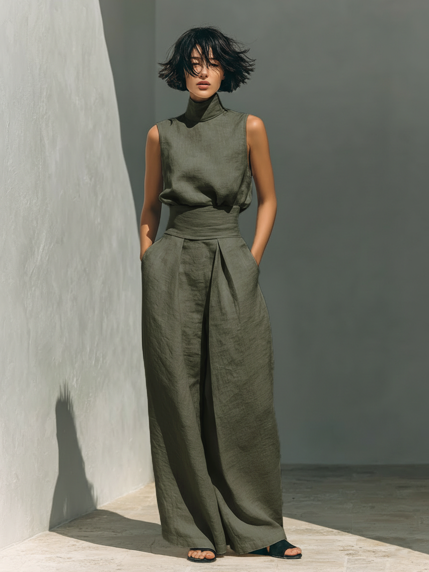 Mirella – Minimalist Tank Top And Wide-Leg Pants Set