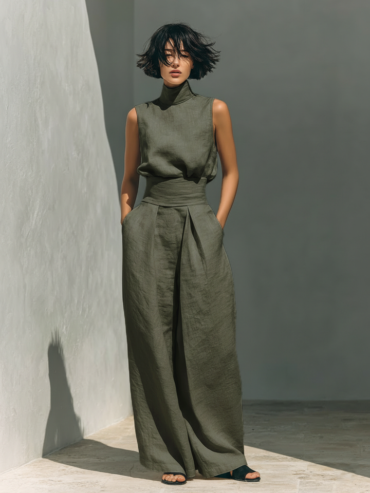 Mirella – Minimalist Tank Top And Wide-Leg Pants Set