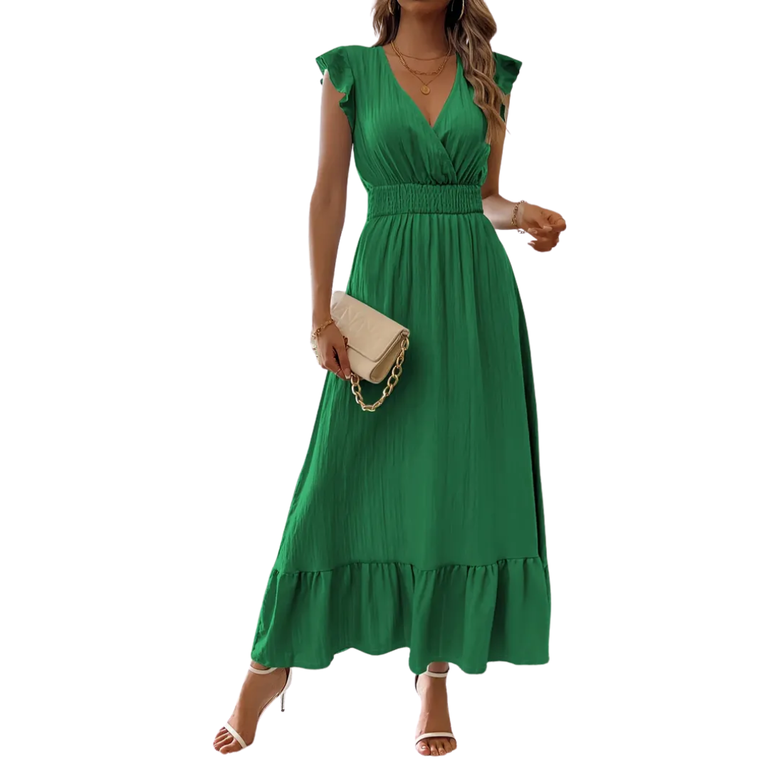 Deirdre – Shirred V-Neck Summer Dress