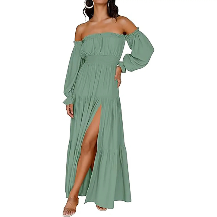 Stephanie – Bohemian Off-Shoulder Layered Maxi Dress