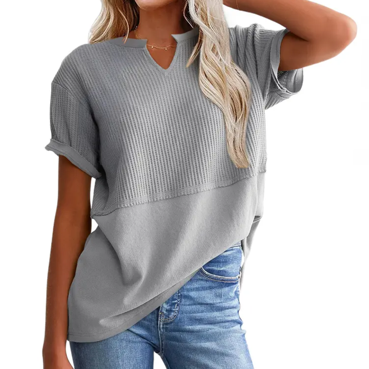 Gracie – Cosy Waffle Knit V-Neck Top