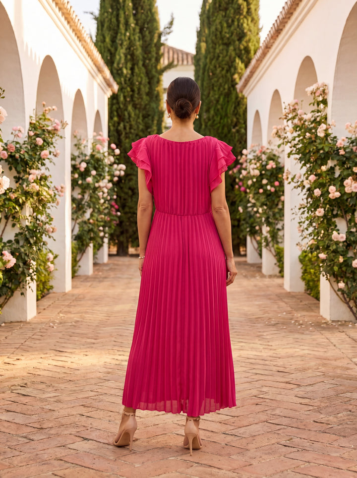 Nadine – Classic Pleated Maxi Dress