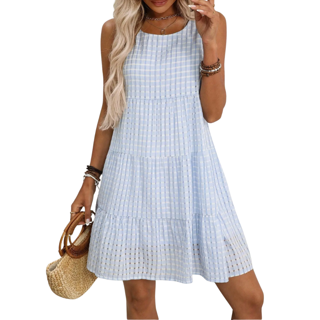 Helena – Breezy Plaid Sleeveless Sundress