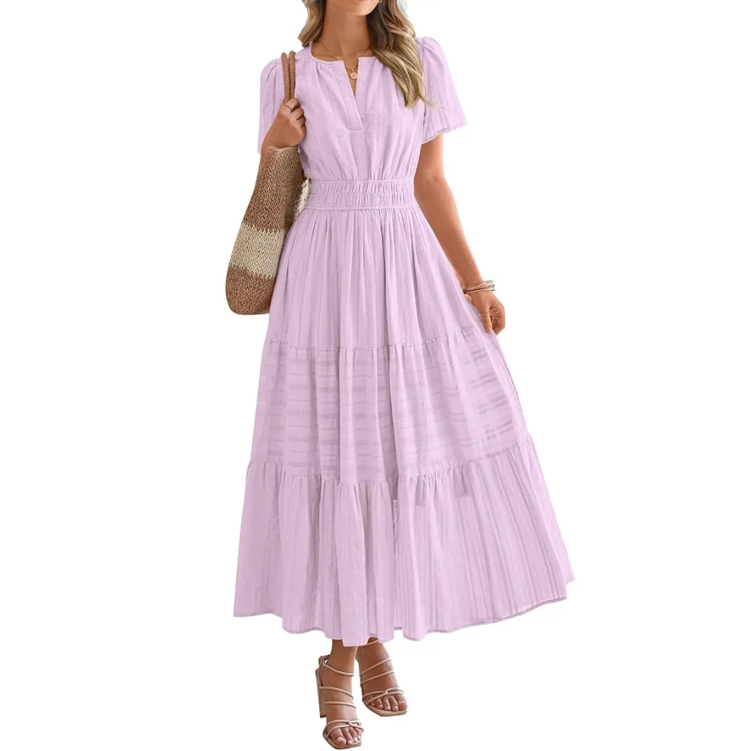 Delia – Flirty V-Neck Puff Sleeve Dress