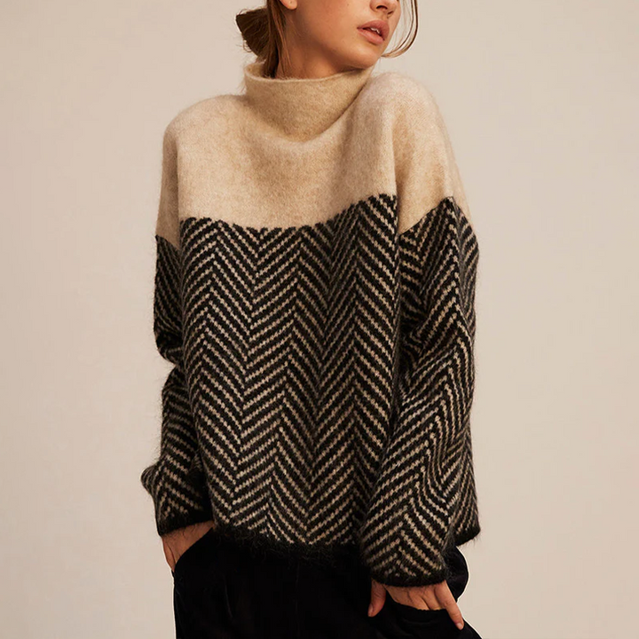 Deirdre – Two-Tone High-Neck Pullover