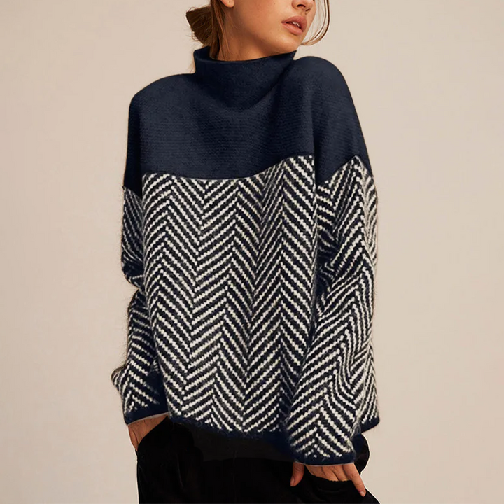 Deirdre – Two-Tone High-Neck Pullover