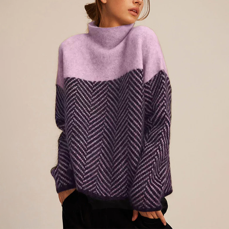 Deirdre – Two-Tone High-Neck Pullover