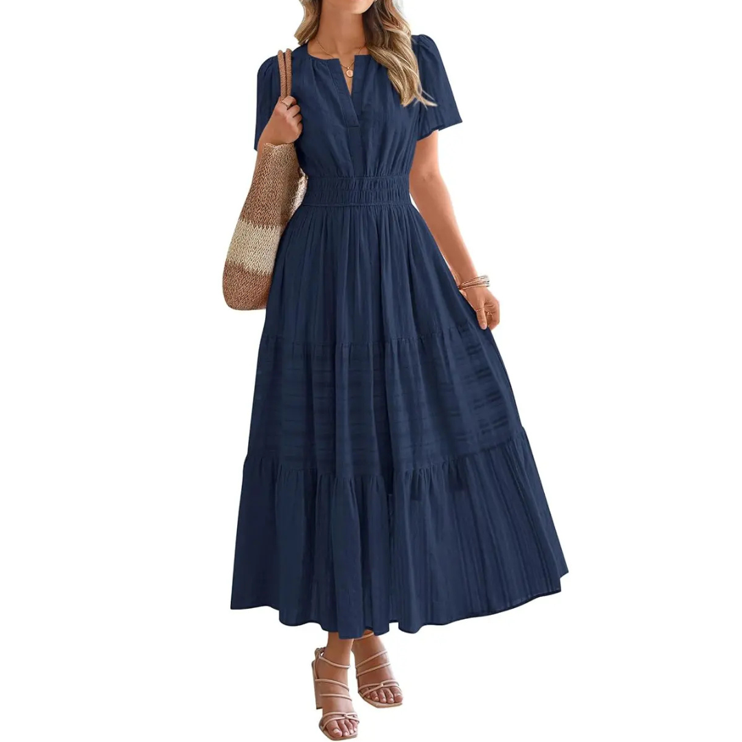 Delia – Flirty V-Neck Puff Sleeve Dress
