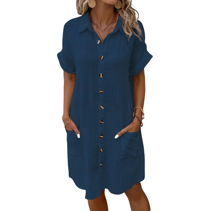Teresa – Chic U-Neck Denim Dress