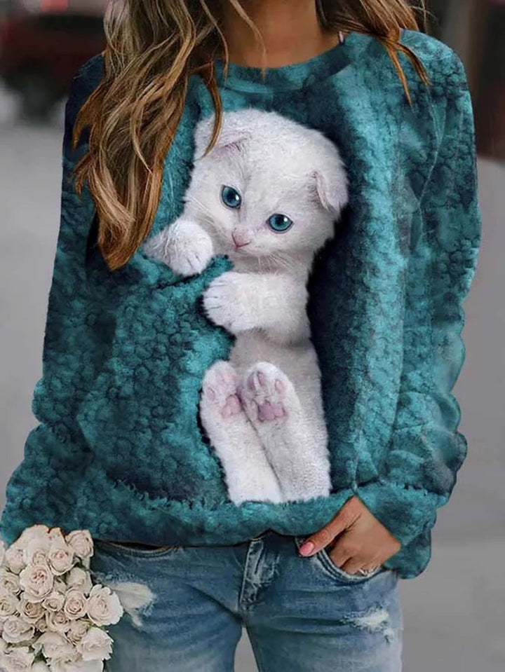 Isobel – Cosy Cat Print Sweatshirt