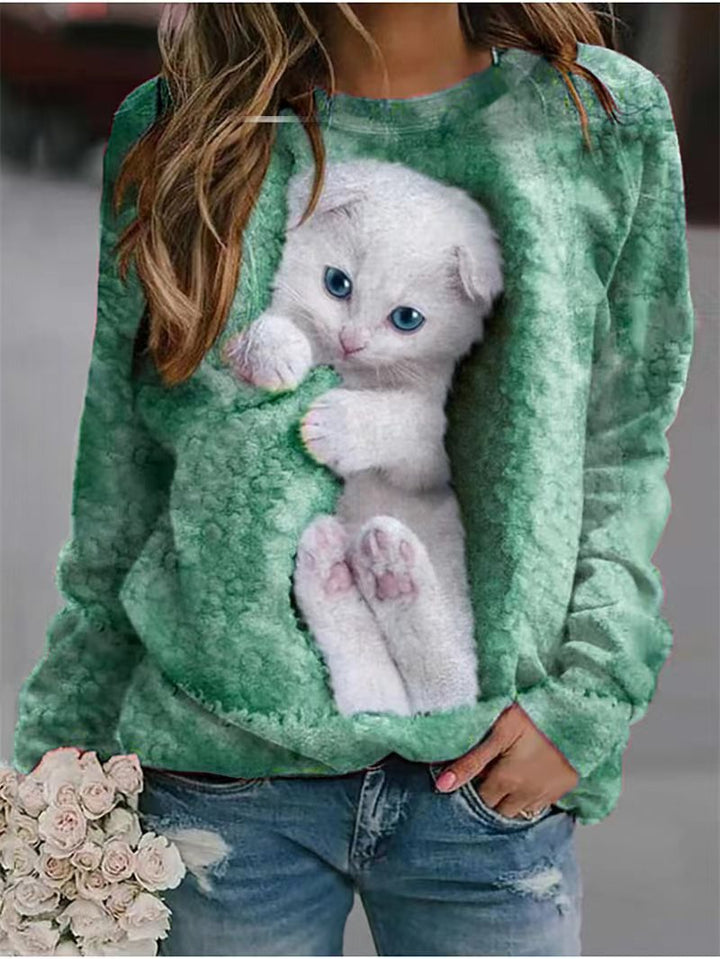 Isobel – Cosy Cat Print Sweatshirt