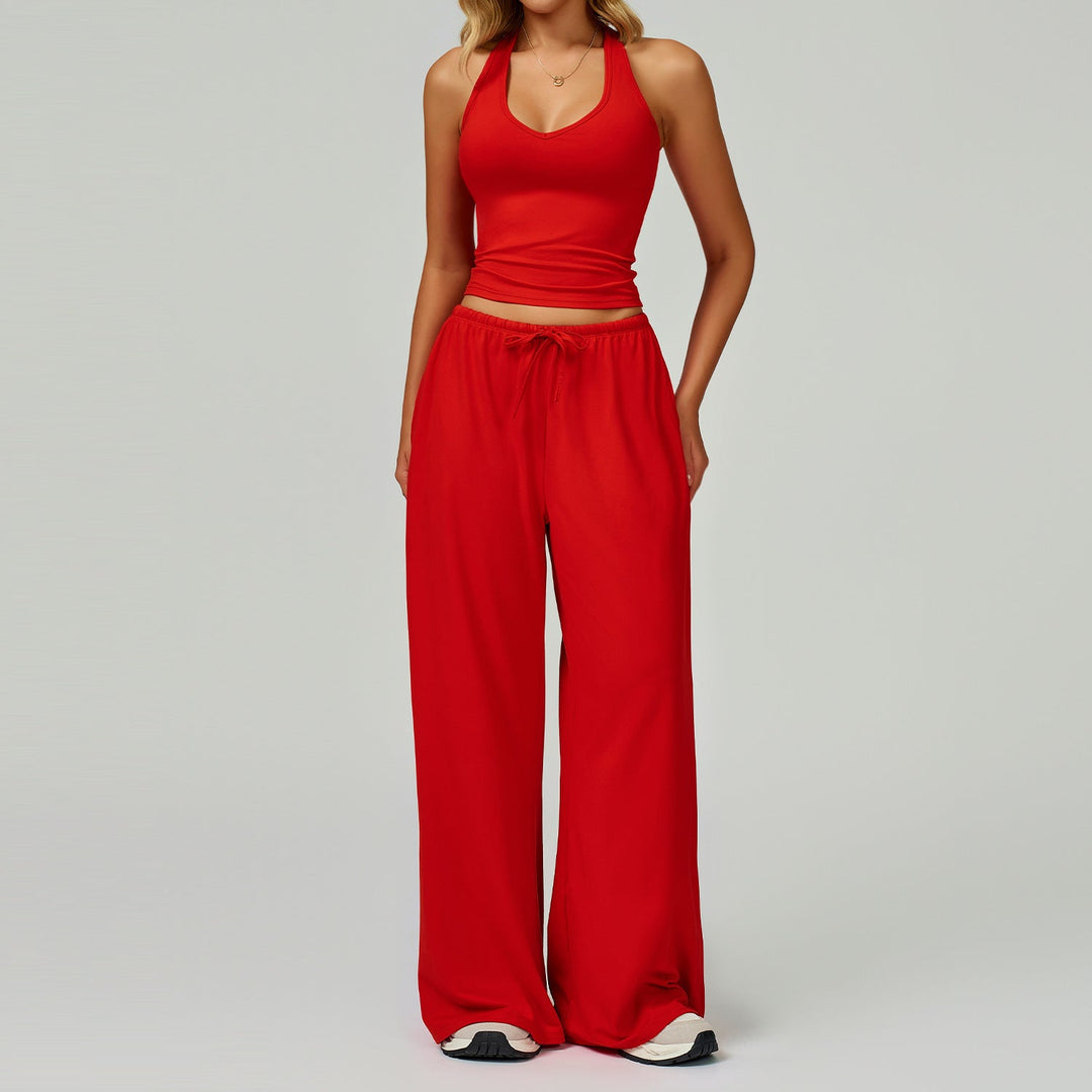 Dingding – Casual Crop Tank Top and Wide Leg Pants Set