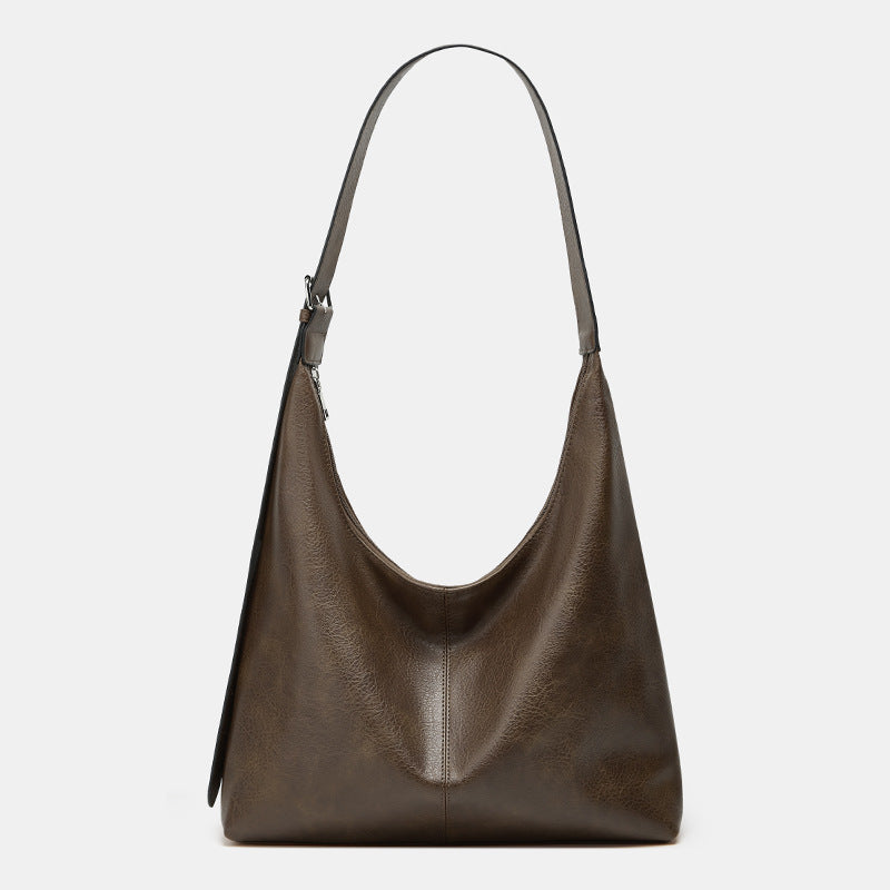 Sheena – Solid Colour Leather Shoulder Bag for Daily Shopping and Work