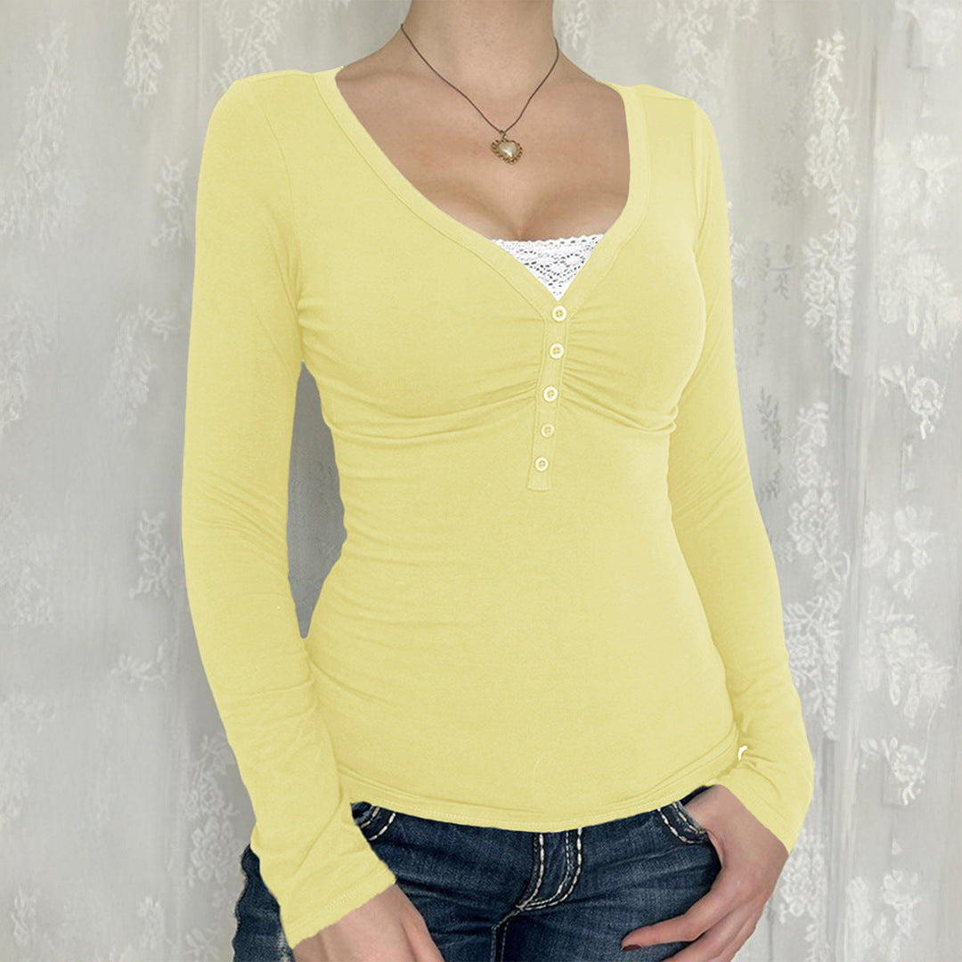 Lucille – Casual Long Sleeve Collared Top