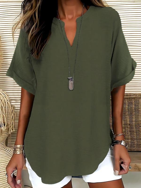 Ethel – Casual Plain Short Sleeve Blouse