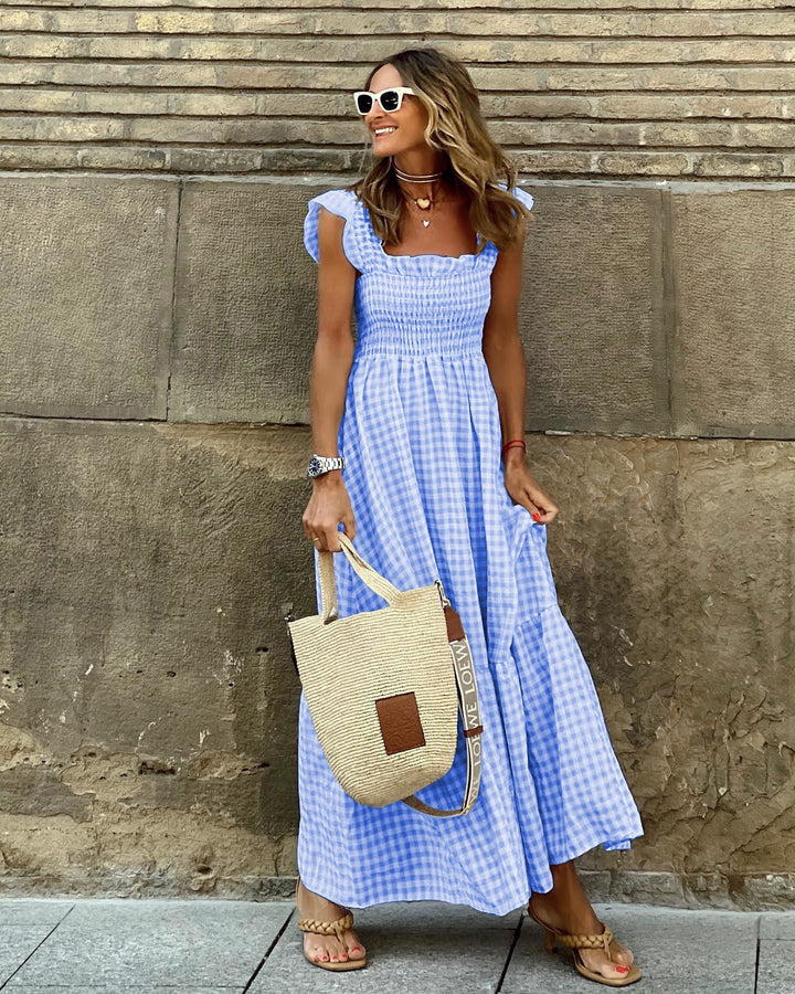 Nancy – Chic Retro Plaid Smocked Dress
