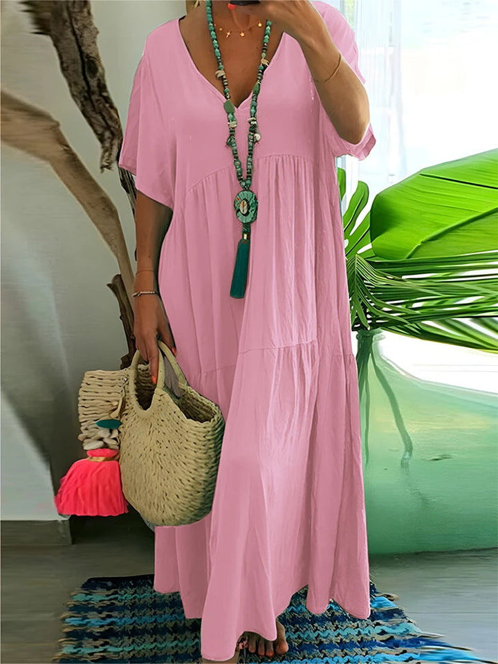 Stephanie – Soft Ruffle V-Neck Maxi Dress