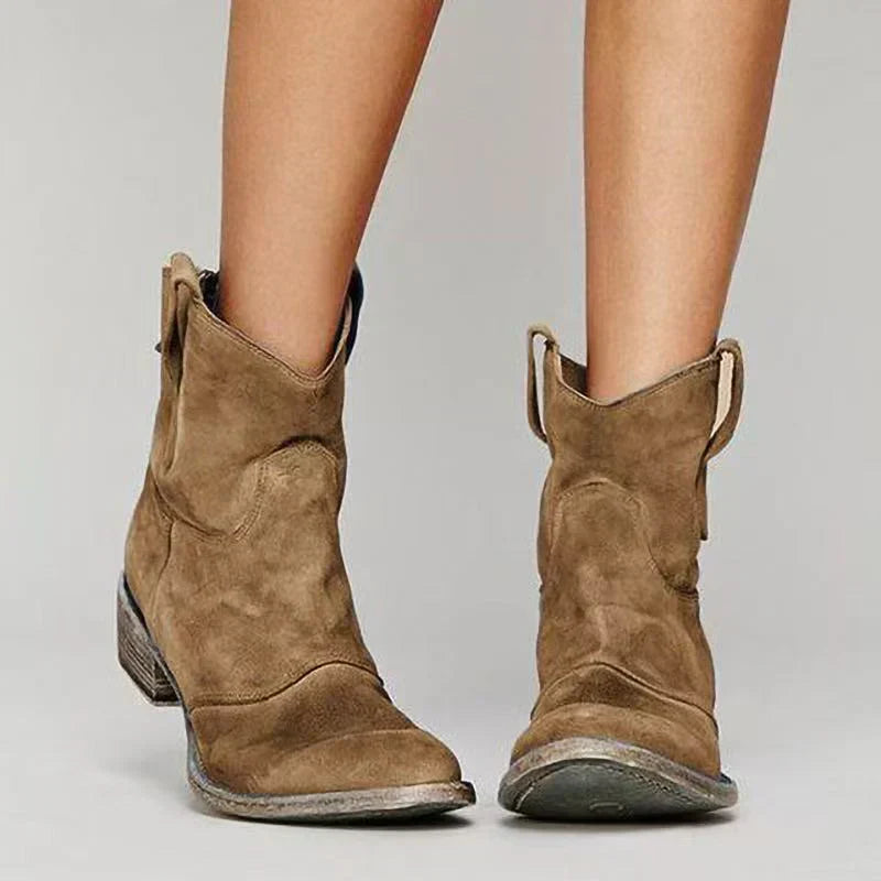 Charlotte – Western Ankle Boots with Pull Tabs
