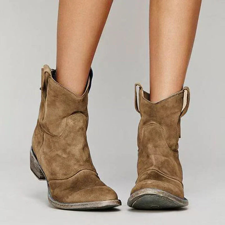 Charlotte – Suede Western Ankle Boots