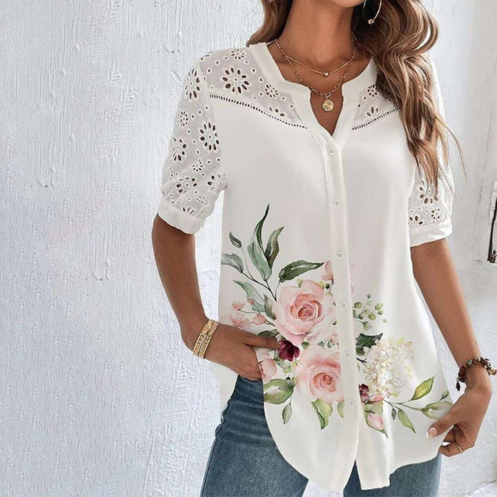 Nancy – Casual Lace Printed Blouse