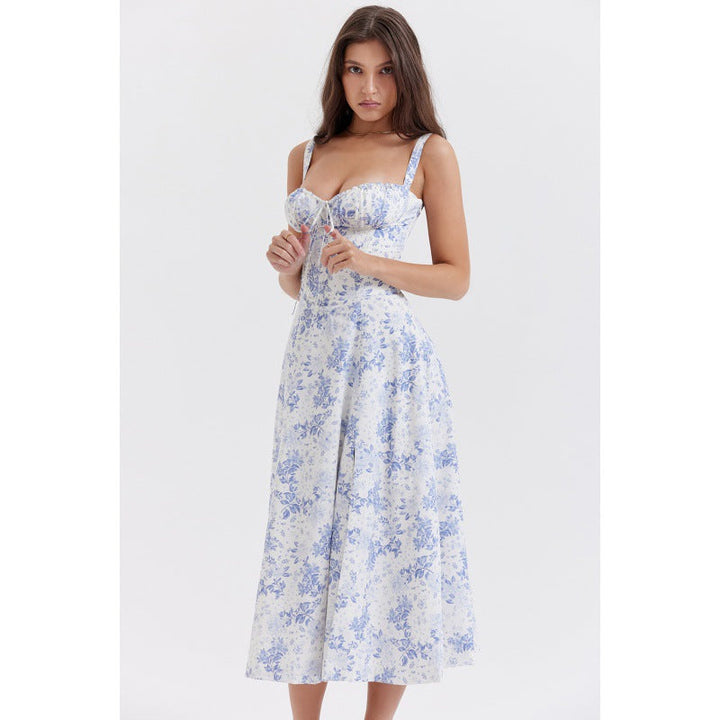 Isobel – Casual Lace-Up Square Neck Midi Dress