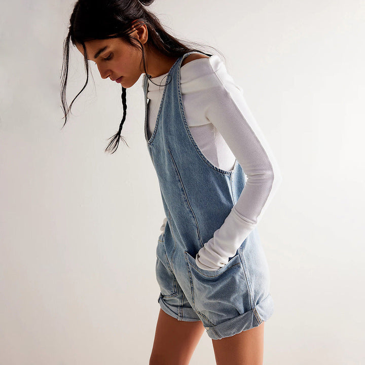 Eileen – Casual Fitted Sleeveless Denim Romper
