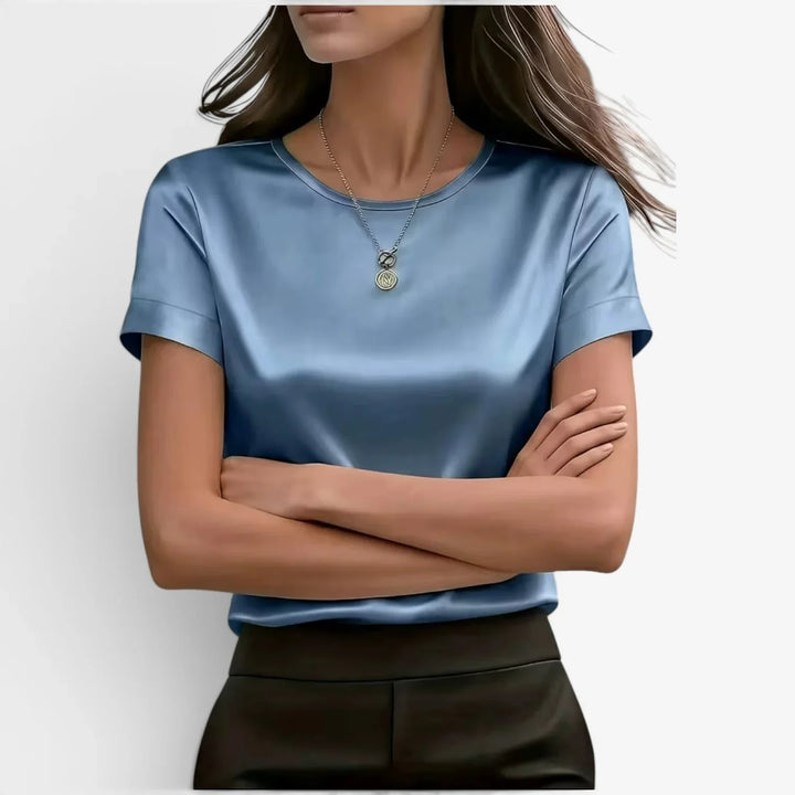 Nadine – Satin Finish Short Sleeve Top