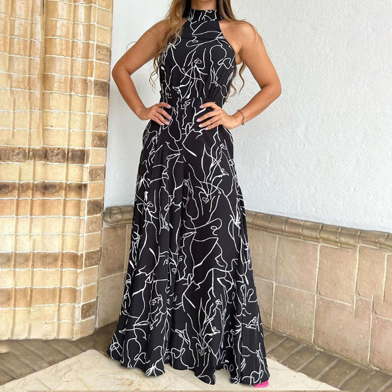 Cheryl – Elegant Wide Leg Neck Tie Sleeveless Summer Jumpsuit
