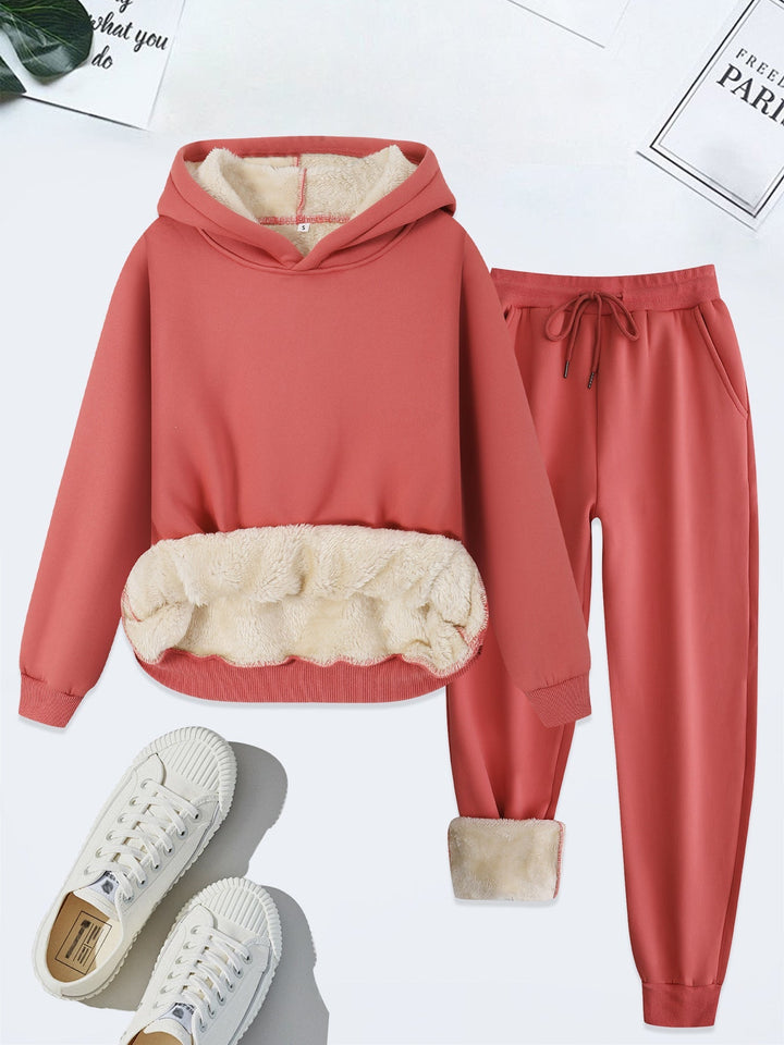 Mavis – Cozy Solid Colour Hoodie and Drawstring Pants Set