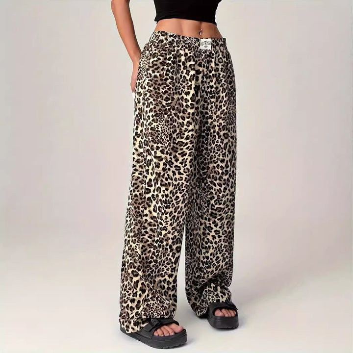 Angela – Comfy Straight Leg Leopard Print Trousers