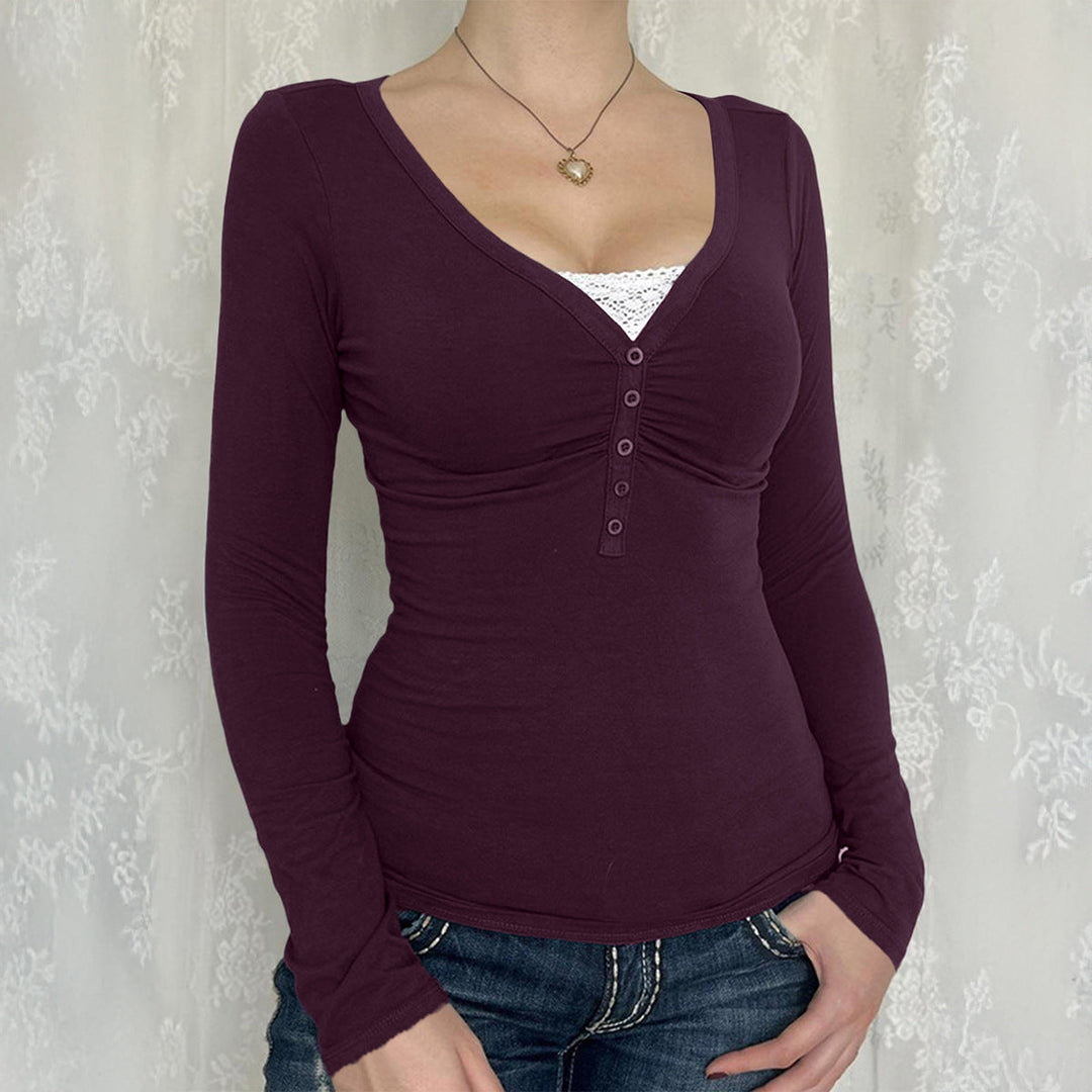 Lucille – Casual Long Sleeve Collared Top