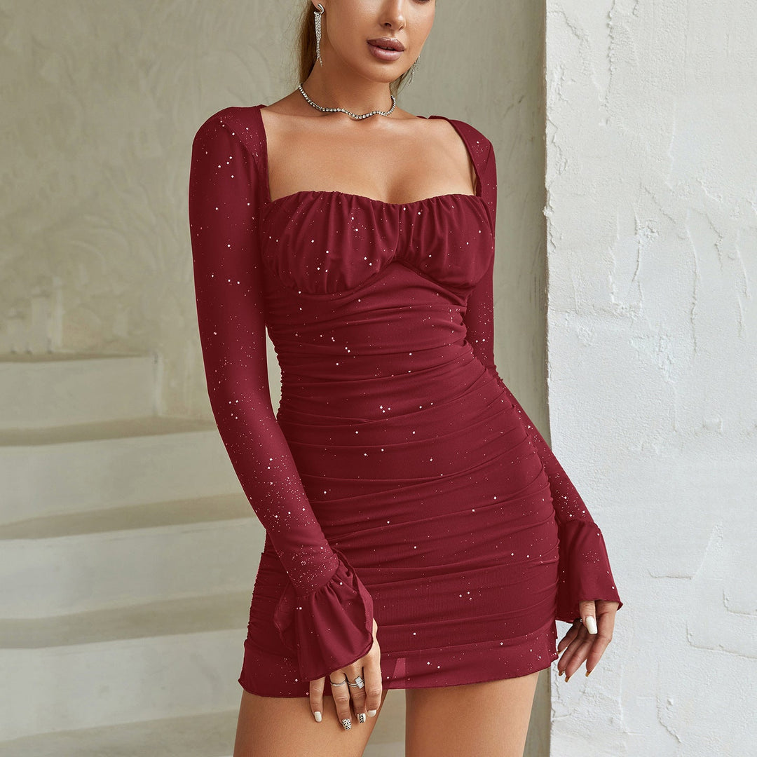 Eveline – Elegant Mesh Long Sleeve Bodycon Dress