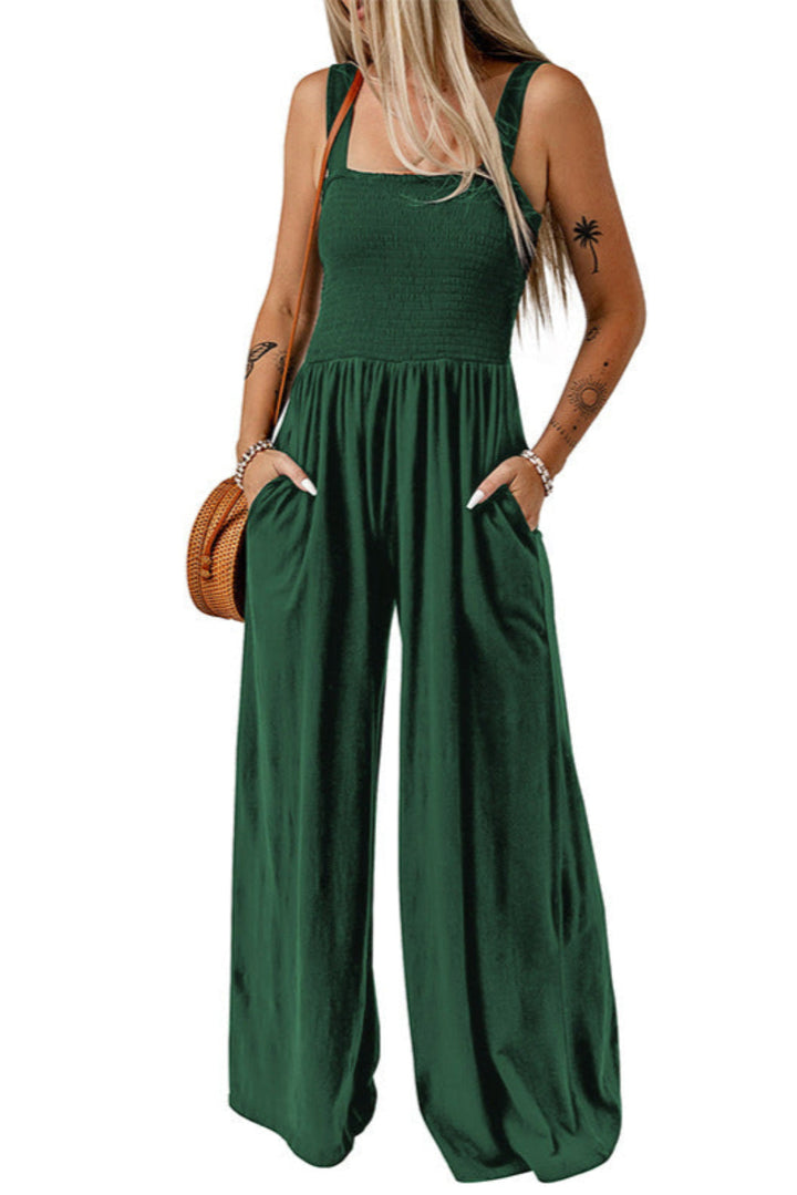Cathleen – Lightweight Wide Leg Square Neck Jumpsuit