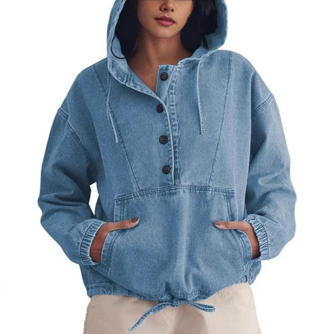 Jill – Lightweight Pullover Jacket with Front Buttons and Hood