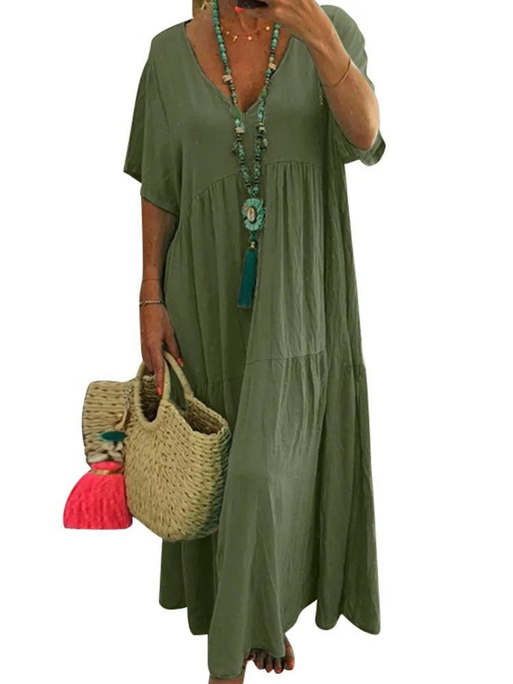 Stephanie – Soft Ruffle V-Neck Maxi Dress